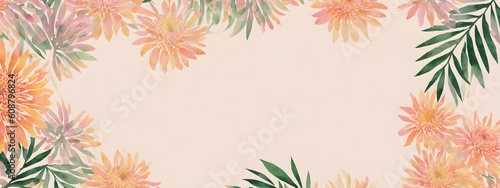 Watercolor drawing with chrysanthemums and leaves. Mother s Day card. Floral pattern for wallpaper or fabric. Templates for design  botanical illustration in watercolor style. Generative AI