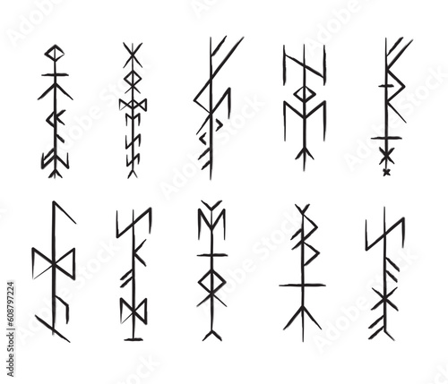 Full editable collection of norse symbols as goddess, witch, skadi, hel, freya and more. 