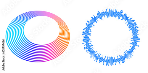 Color equalizer isolated on white background. Vector illustration. Pulse music player. Audio wave logo. Vector design element Poster of the sound wave template visualization signal Illustration eps 10