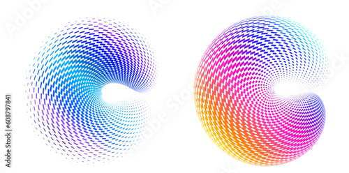 Set Design elements symbol Editable halftone frame dot circle pattern on white background. Vector illustration eps 10 frame with black random dots. Round border Icon using halftone circle dots text