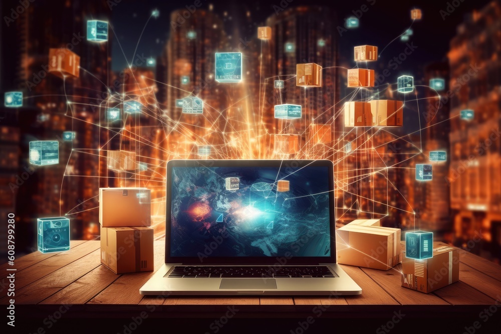 Objects on a laptop screen magically transforming into tangible items within the room. Generative AI