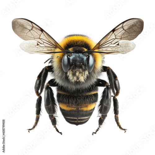 honey bee with front view isolated on white background.