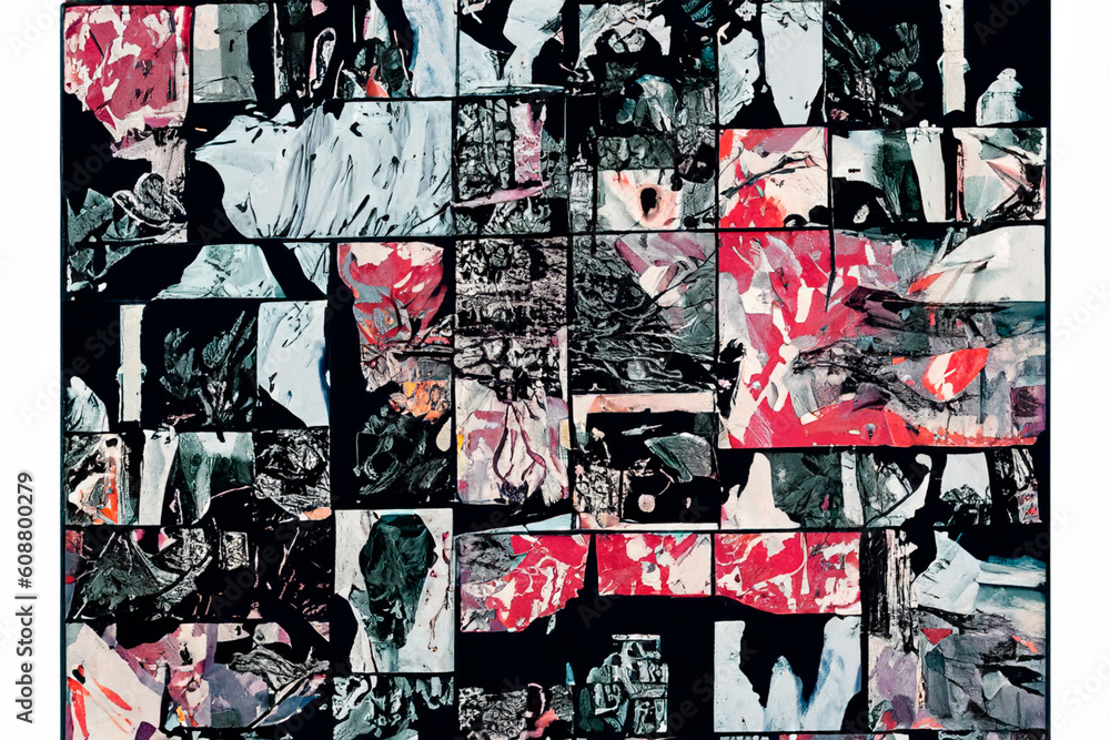 Fototapeta premium abstract drawings in squares , wall art print illustration