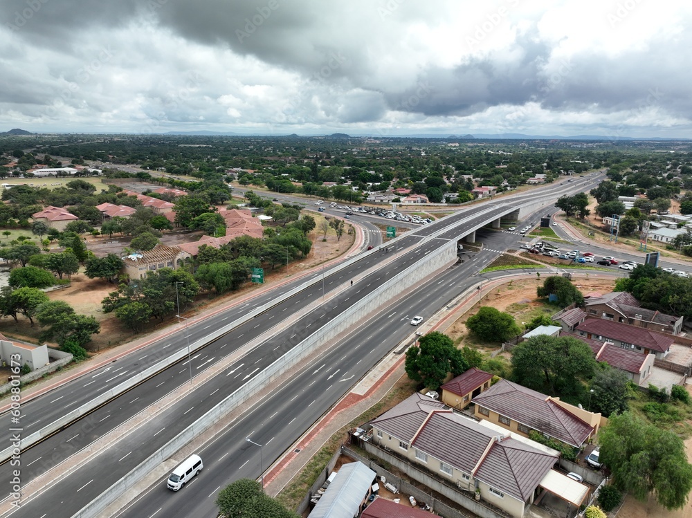 Traffic overpass or interchange near block 5 in Gaborone, Botswana, Africa
