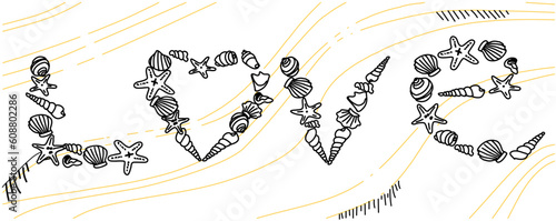 vector text love from the shells hand drawing illustration