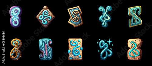 Game artefact icon set isolated on black background. Trendy for website, apps and UI. Eps10 vector illustration.