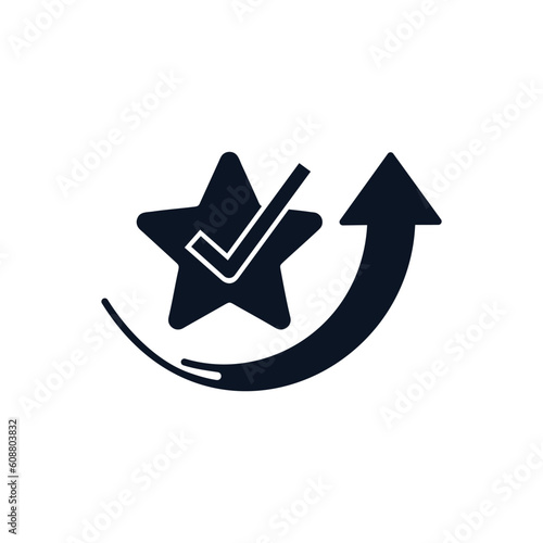 Quality up. Raising the standard. Vector linear icon isolated on white background.