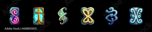 Game artefact icon set isolated on black background. Trendy for website, apps and UI. Eps10 vector illustration.