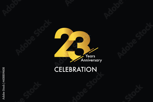 23rd, 23 years, 23 year anniversary gold color on black background abstract style logotype. anniversary with gold color isolated on black background, vector design for celebration vector