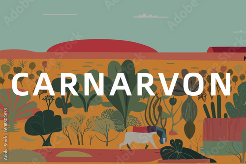 Carnarvon: Modern illustration of an Australian scene with the name Carnarvon in Western Australia photo