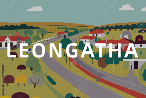 Leongatha: Modern illustration of an Australian scene with the name Leongatha in Victoria photo