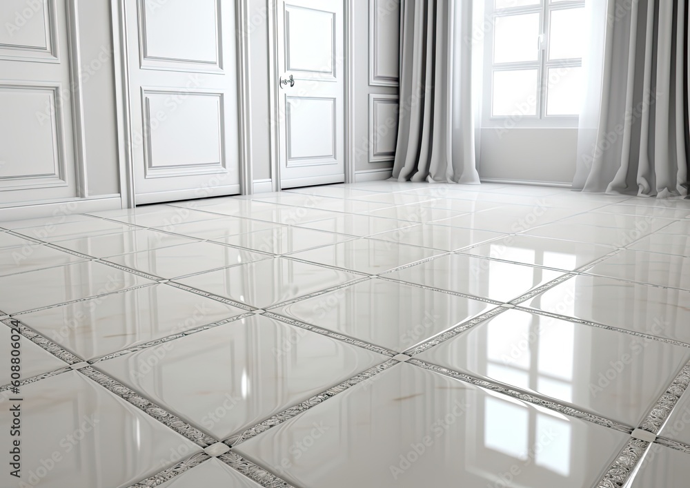 Fototapeta premium White terracotta tiles in the apartment. Generative AI