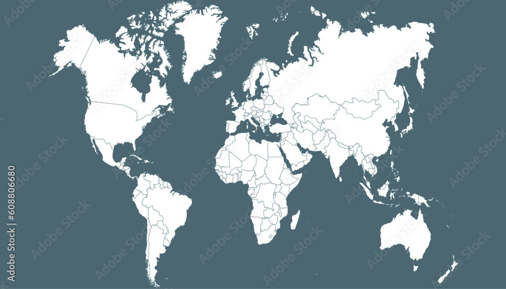 Obraz premium World map. Silhouette map. Color modern vector map. 