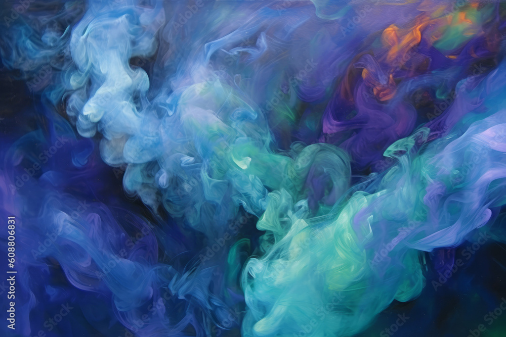 Blue purple abstract background with colorful smoke, created with Generative AI Technology