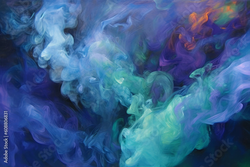 Blue purple abstract background with colorful smoke, created with Generative AI Technology