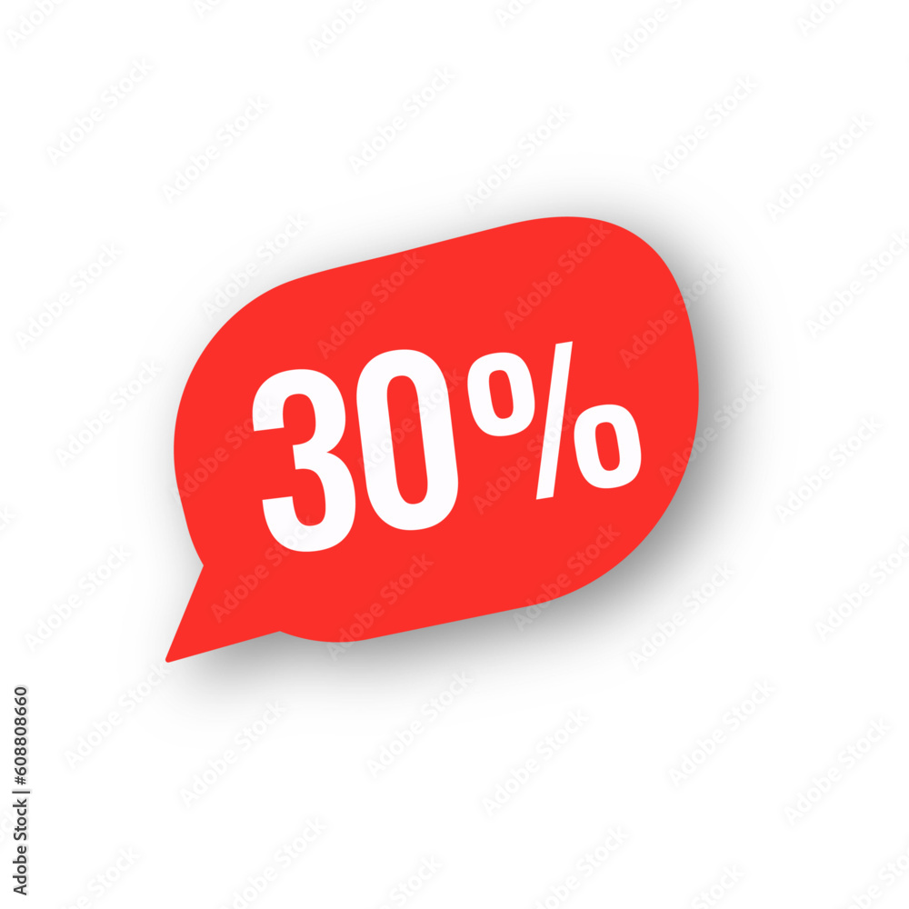 Speech Bubble Set With 30 Percent Off. Vector Illustration 30 Percent Off Banner. Modern red Web Label Speech Bubble Set With 30 Percent Off. Vector Illustration 30 Percent Off Banner. Modern red Web Label
