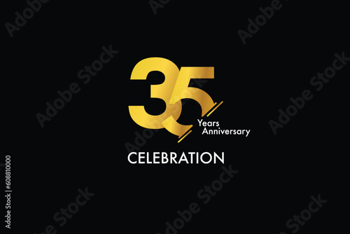 35th, 35 years, 35 year anniversary gold color on black background abstract style logotype. anniversary with gold color isolated on black background, vector design for celebration vector