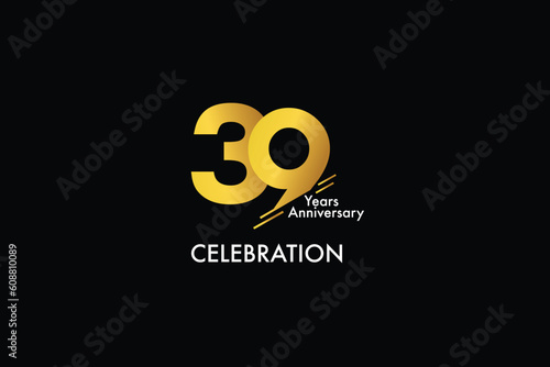 39th, 39 years, 39 year anniversary gold color on black background abstract style logotype. anniversary with gold color isolated on black background, vector design for celebration vector