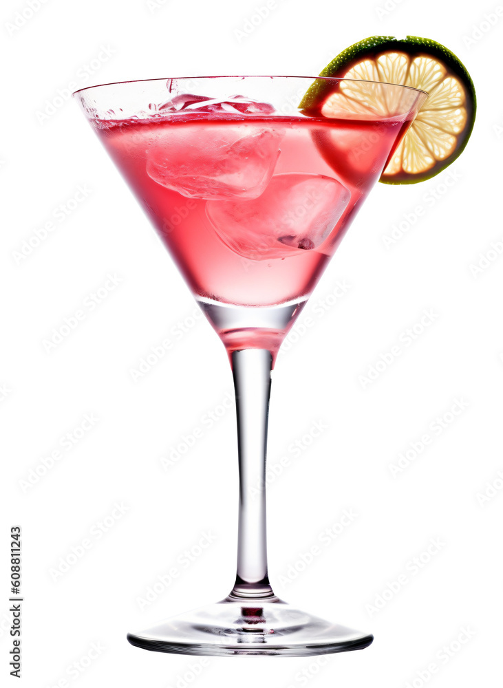 Cosmopolitan drink coctail isolated on the transparent background PNG. AI generative.