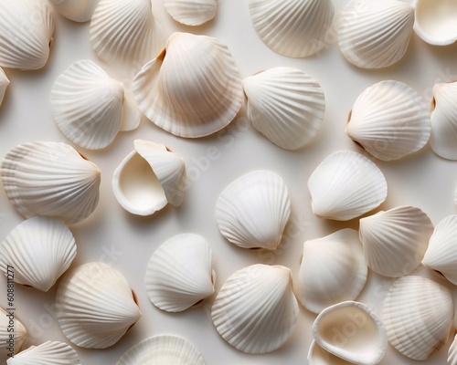 Seashells seamless background. AI generated