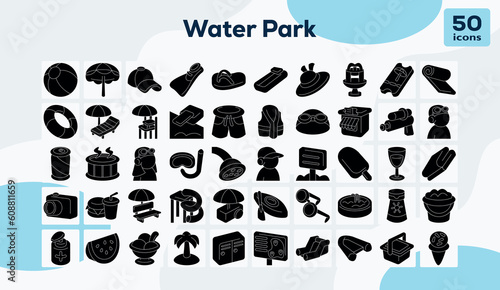 Water park fill icons pack