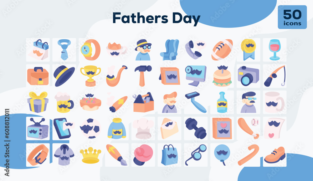 Fathers Day flat icons pack Fathers Day flat icons pack