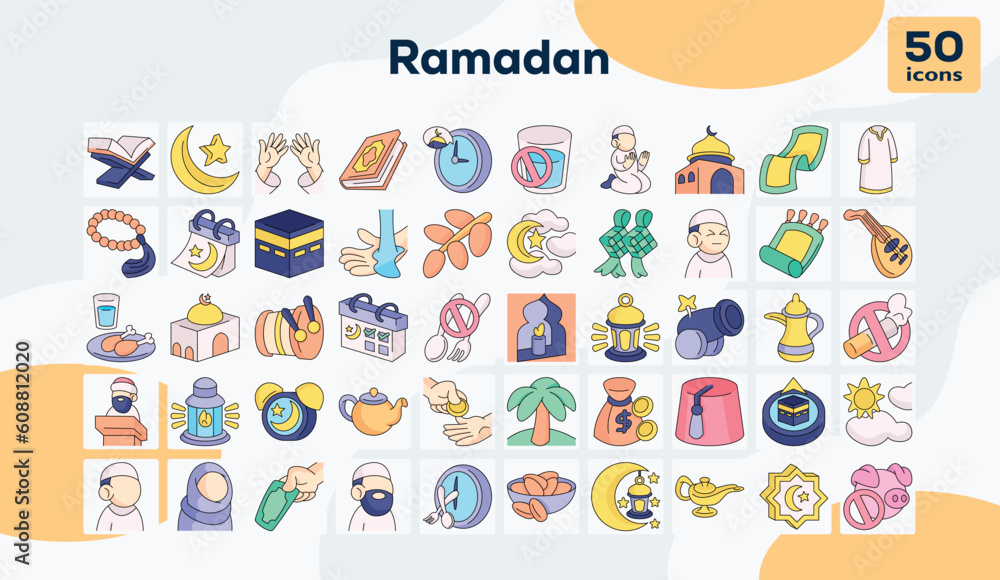 Ramadan color icons pack 
