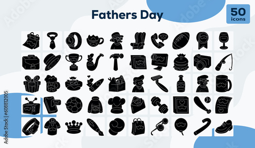 Fathers Day fill icons pack