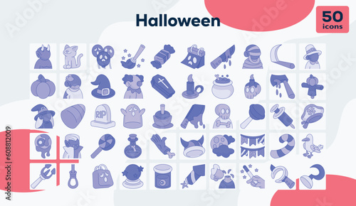 Halloween blue icons pack