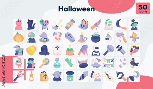 Halloween flat icons pack