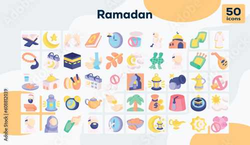 Ramadan flat icons pack 