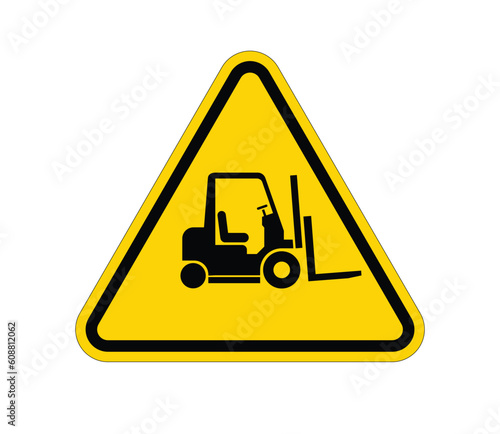 forklift silhouette in yellow triangle sign