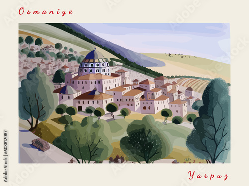 Yarpuz: Modern illustration of a Turkish scene with the name Yarpuz in Osmaniye photo