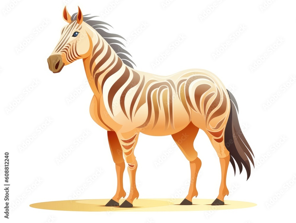 Quagga in Cartoon Style on white background - generative AI Quagga in Cartoon Style on white background - generative AI