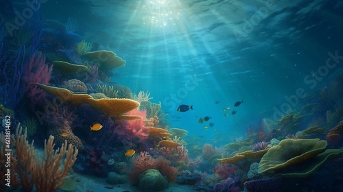 coral reef and fishes wallpaper © Roland