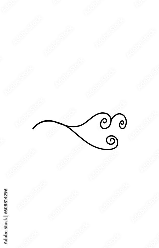 hand drawn doodle wind smoke blow illustration