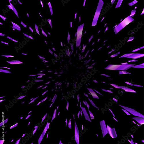 Violet cut out foil ribbon perspective confetti.