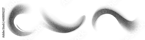Charcoal splashes, black dotwork grain texture, abstract stipple sand effect, gradient from dots isolated on white background. Vector illustration.