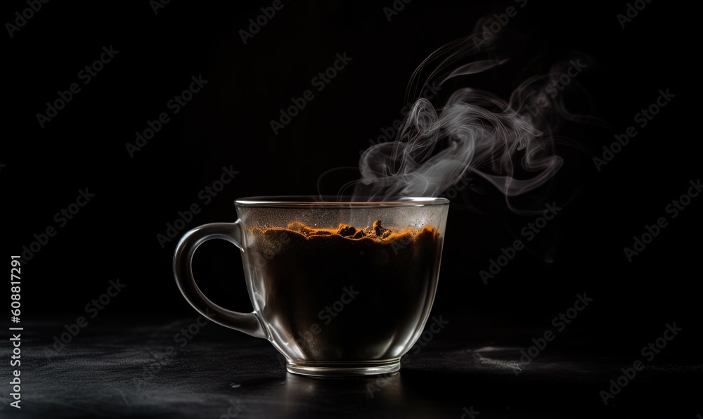 a cup of coffee with steam rising out of the top. generative ai a cup of coffee with steam rising out of the top. generative ai