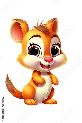 Cute baby Chipmunk in Cartoon Style on white background - generative AI