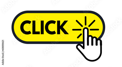 Click web button template, icon, illustration