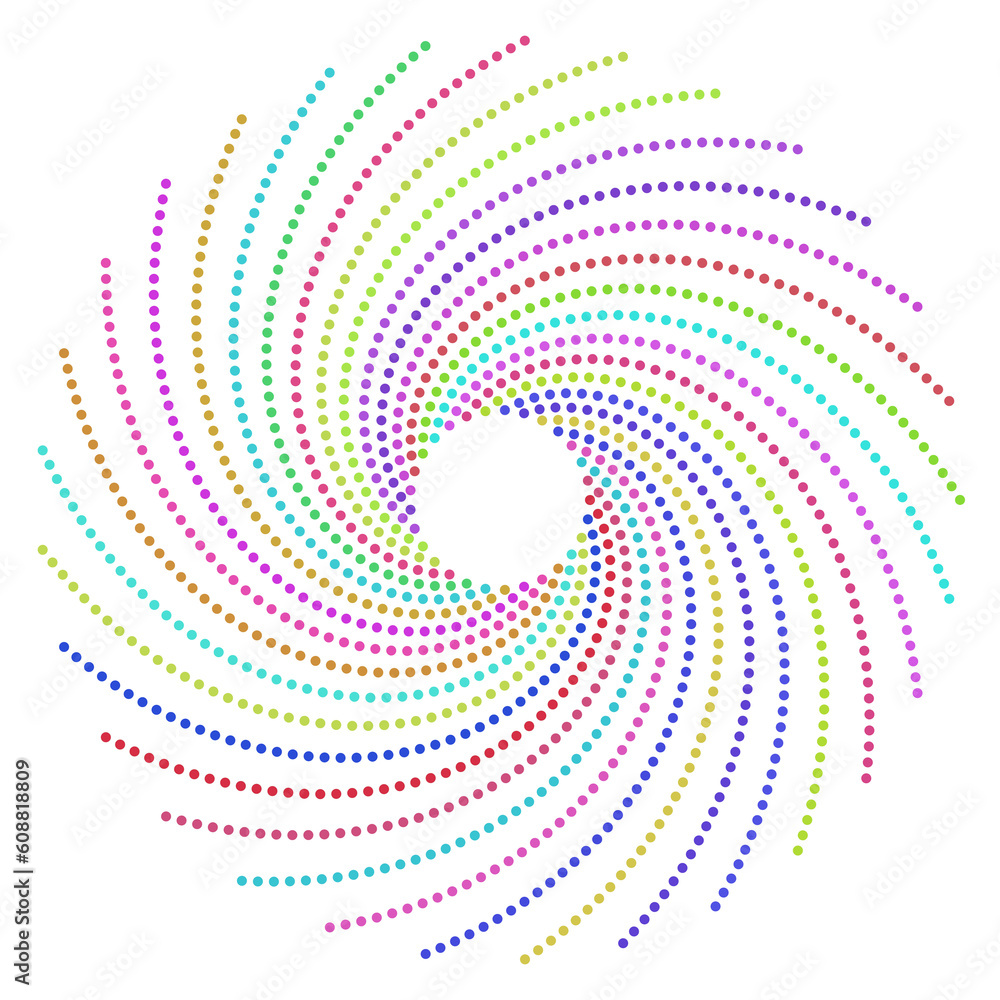 Colorful circle halftone spiral background. Colorful circle halftone spiral background.