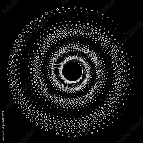 Stylish abstract vetkorny pattern in the form of a white spiral on a black background 