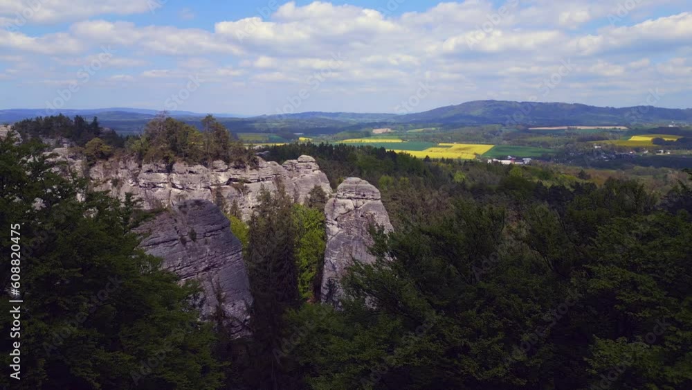 czech republic mary rock view nature hills Marvelous aerial view flight drone czech republic mary rock view nature hills Marvelous aerial view flight drone