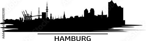Vektor Skyline Hamburg mit Schriftzug