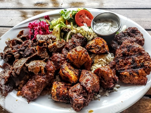 Mixed meat kebab platter