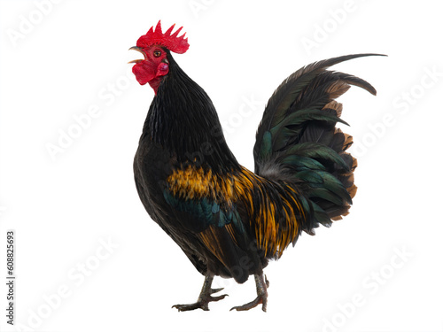 golden rooster isolated on white background