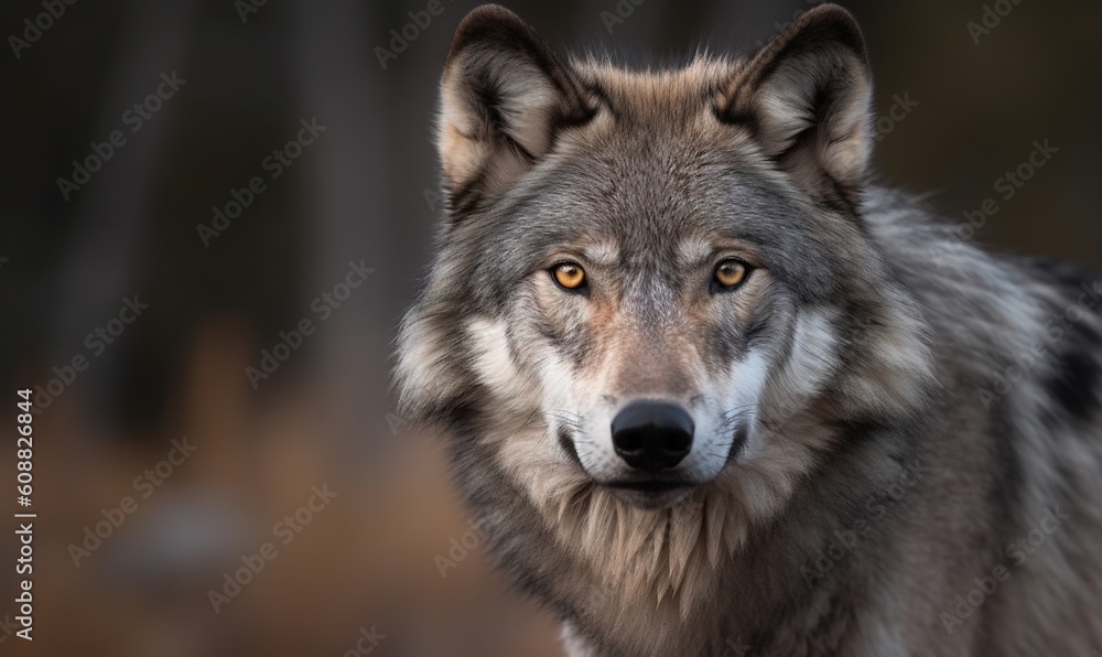a close up of a wolf with a blurry background. generative ai a close up of a wolf with a blurry background. generative ai