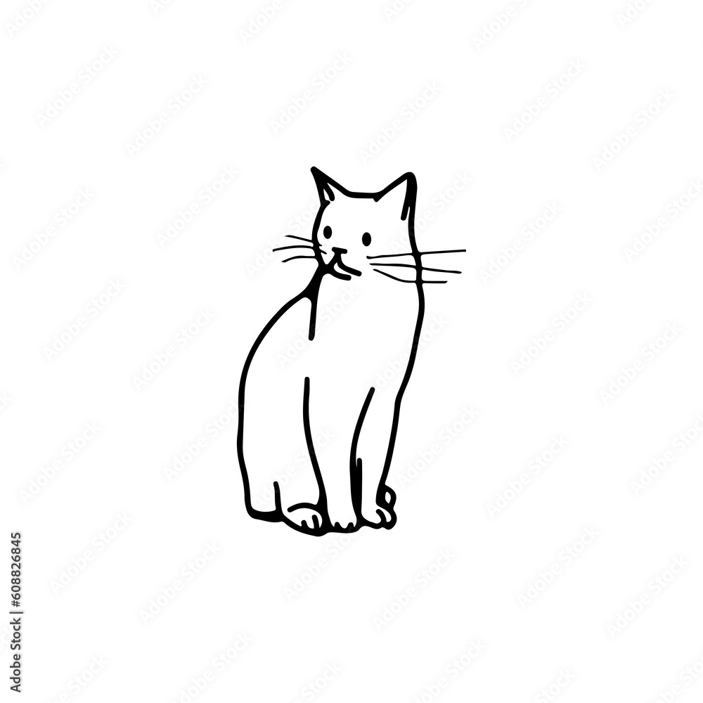 Obraz premium vector doodle illustration of a sitting cat