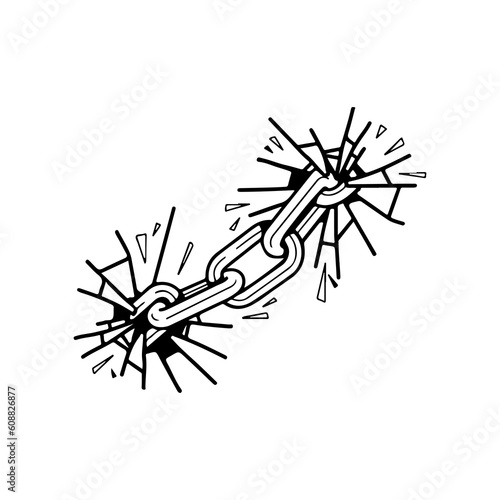 vector illustration of chain with broken glass concept